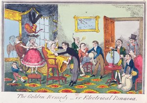 The Golden Remedy or Electrical Panacea, 1818 (farget etsning) av George Cruikshank